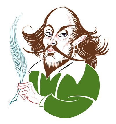 William Shakespeare - colour caricature by Neale Osborne